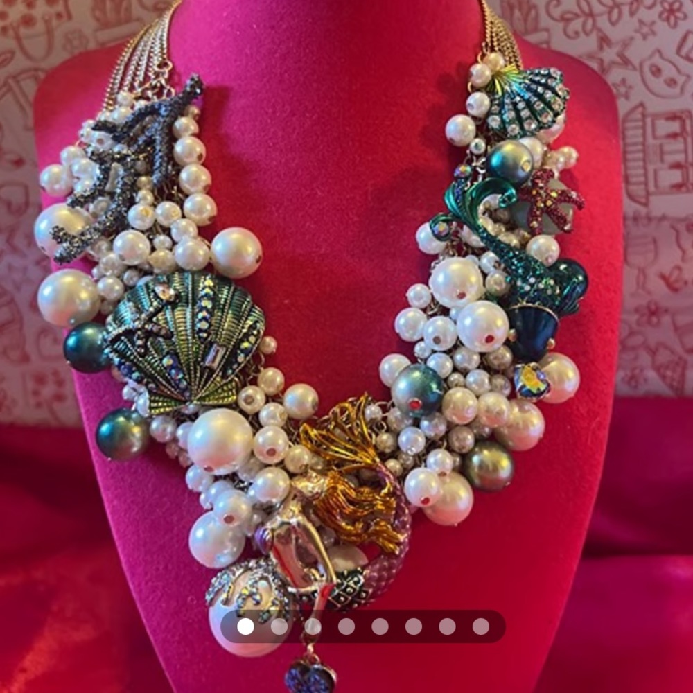 *Sold On The Bay Betsey Johnson Glitter Reef Mermaid Nautical Necklace - Picture 3 of 8